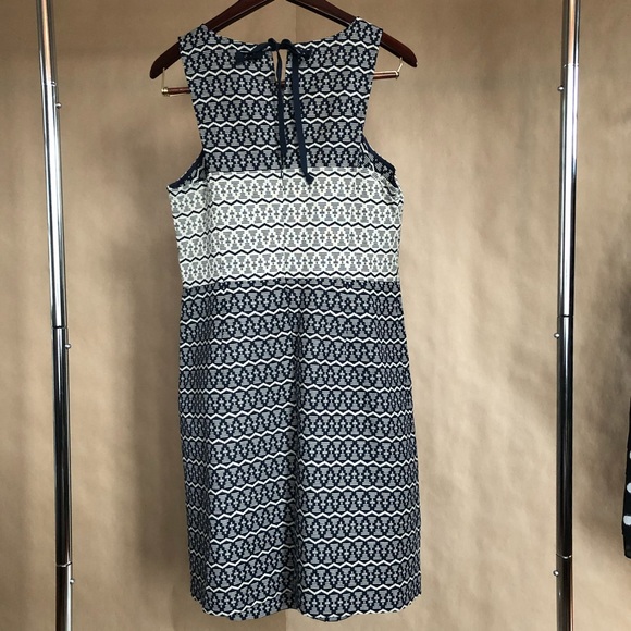 Loft blue & tan jacquard sleeveless midi dress NWT - Picture 3 of 8